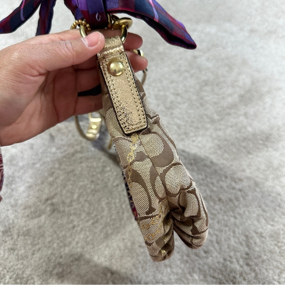 RARE Coach Poppy Tartan Applique Groovy Crossbody Shoulder Bag Brown Monogram - Picture 8 of 16